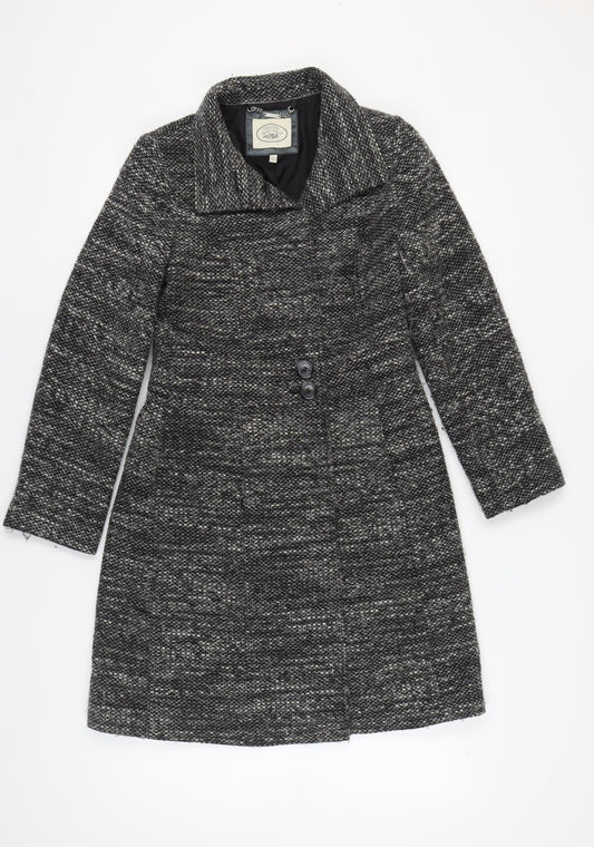 Laura Ashley Women's Grey Overcoat - Size 8 Classic Style