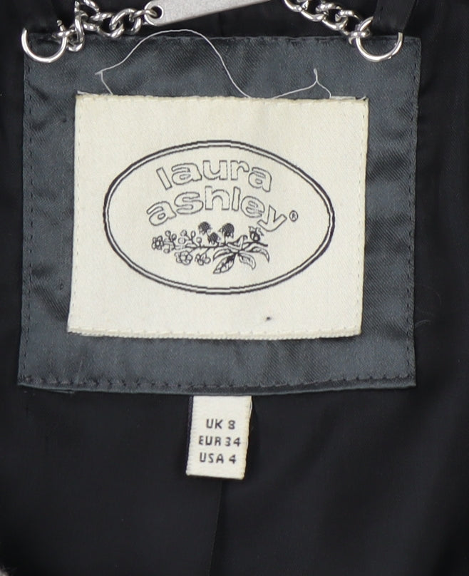 Laura Ashley Women's Grey Overcoat - Size 8 Classic Style