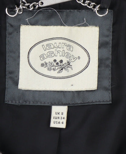 Laura Ashley Women's Grey Overcoat - Size 8 Classic Style