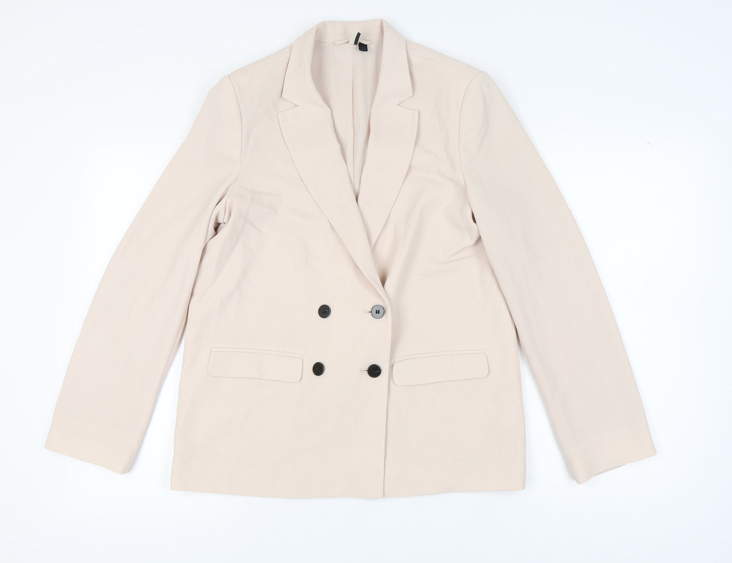 Topshop Women's Beige Double-Breasted Blazer Size 10