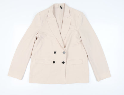 Topshop Women's Beige Double-Breasted Blazer Size 10