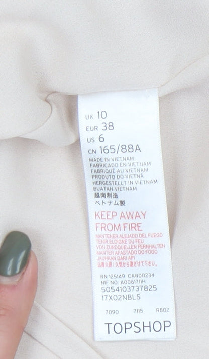 Topshop Women's Beige Double-Breasted Blazer Size 10