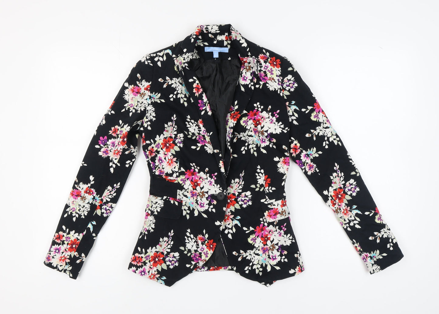 Aphorism Women's Black Floral Blazer, Size 6, Slim Fit