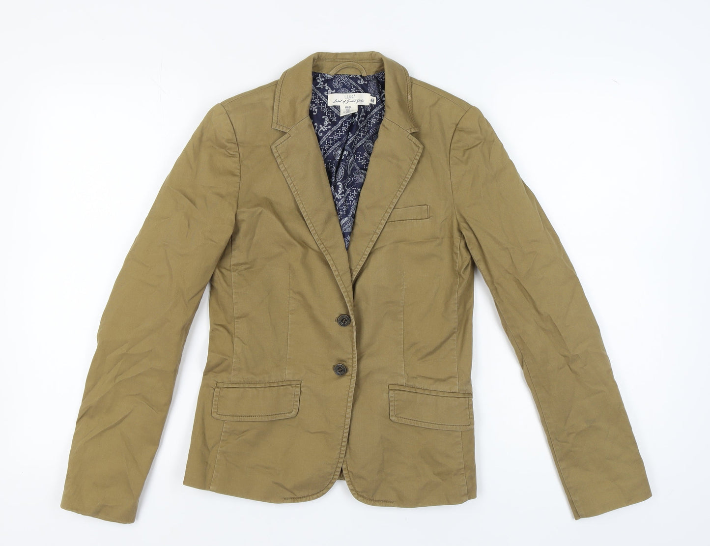 H&M Women's Brown Blazer, Size 6, Notch Lapel, Casual Elegance