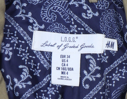 H&M Women's Brown Blazer, Size 6, Notch Lapel, Casual Elegance