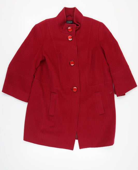 Marks & Spencer Red Wool Blend Women's Overcoat Size 16