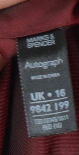 Marks & Spencer Red Wool Blend Women's Overcoat Size 16