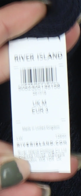 River Island Men's Black M Waffle-Knit Pullover Jumper