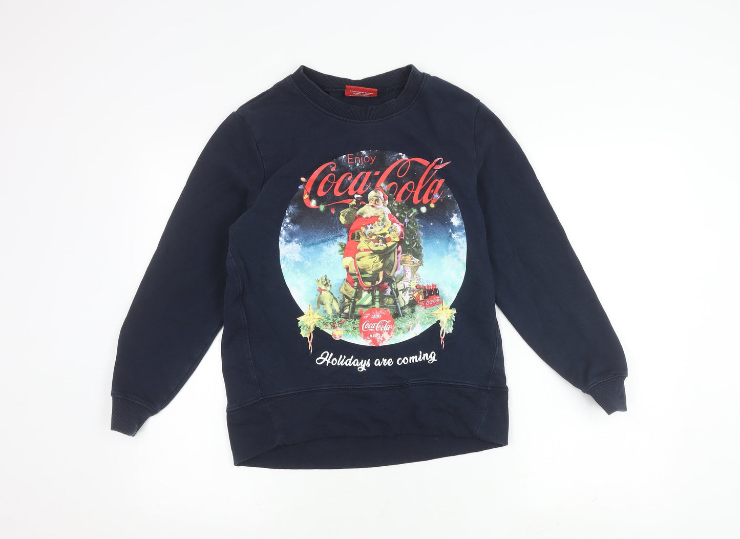 Tu Women's Blue Christmas Graphic Pullover Sweatshirt Size 8