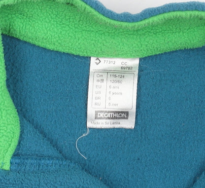 Decathlon Boys Blue Fleece 1/4 Zip Sweatshirt Size 6