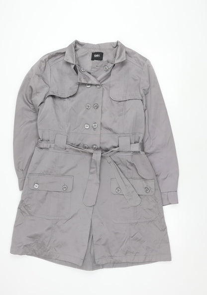 Blanco Women's Grey Trench Coat Size 14 Belted Classic