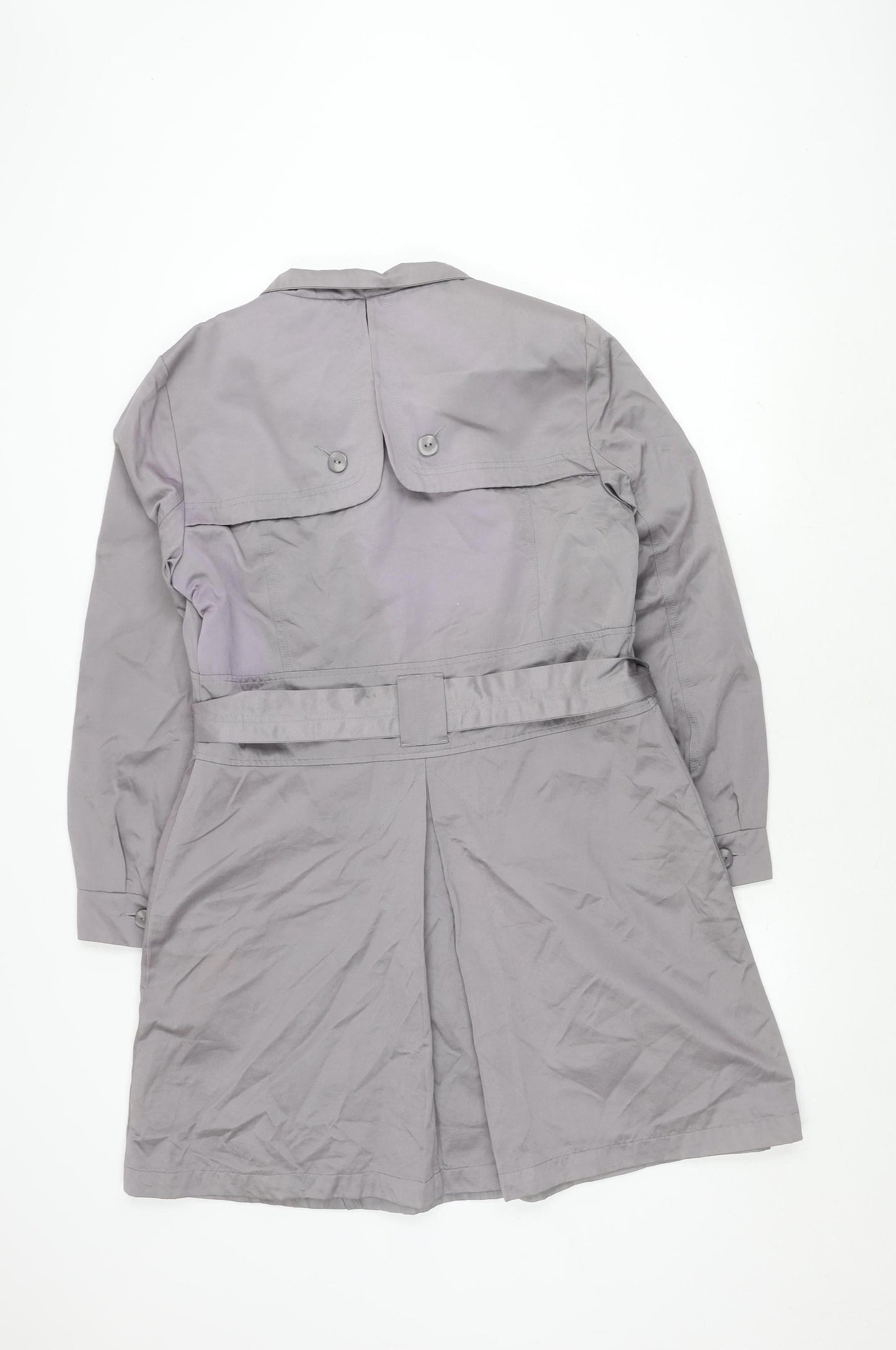 Blanco Women's Grey Trench Coat Size 14 Belted Classic