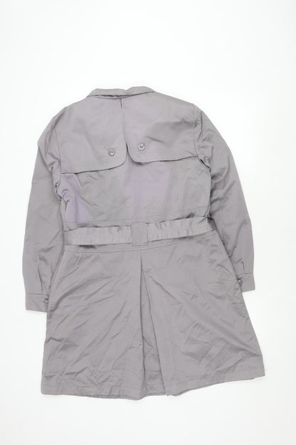 Blanco Women's Grey Trench Coat Size 14 Belted Classic