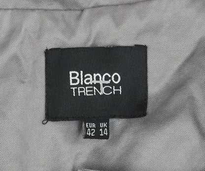 Blanco Women's Grey Trench Coat Size 14 Belted Classic