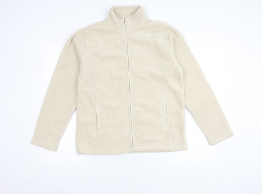 EWM Women's Beige Fleece Jacket Size M Regular Zip