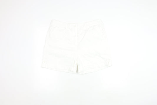 Marks and Spencer Women's White Cotton Shorts Size 16