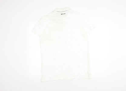 Just Cavalli Men's White Polo Shirt L Size Short Sleeve