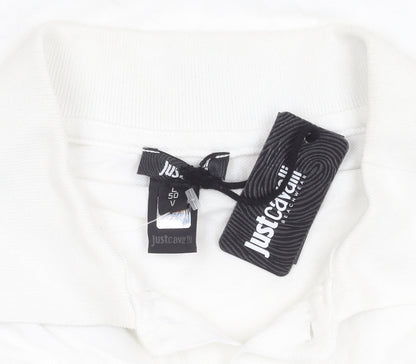 Just Cavalli Men's White Polo Shirt L Size Short Sleeve