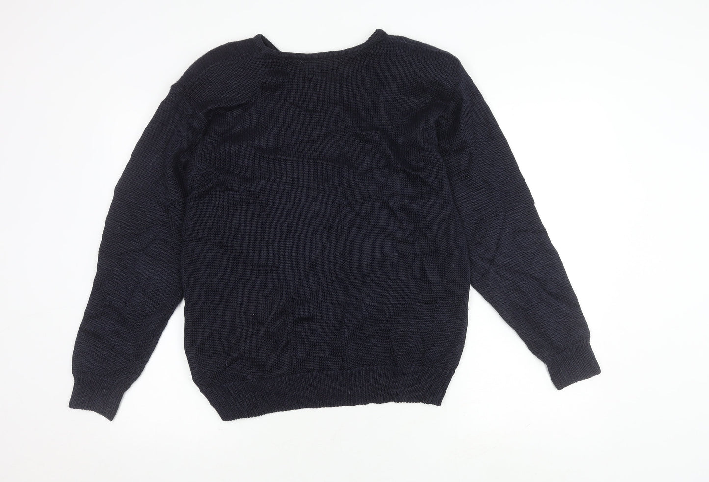 Malina Wong Women's Blue Embroidered Pullover Jumper - Size 10