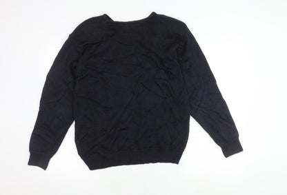 Malina Wong Women's Blue Embroidered Pullover Jumper - Size 10