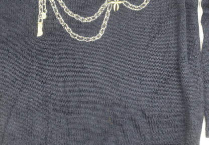 Malina Wong Women's Blue Embroidered Pullover Jumper - Size 10