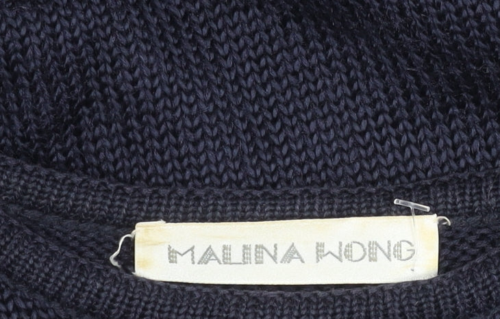 Malina Wong Women's Blue Embroidered Pullover Jumper - Size 10