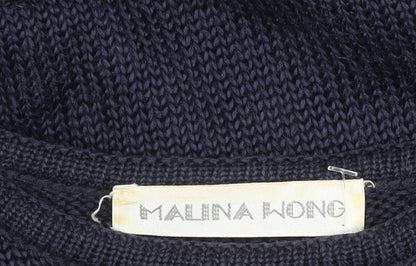 Malina Wong Women's Blue Embroidered Pullover Jumper - Size 10