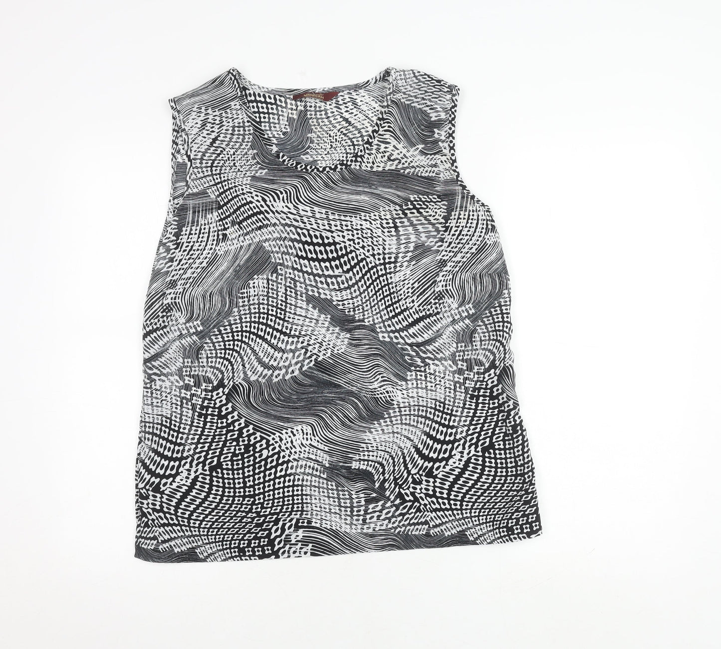 Vantican Women's Black Geometric Blouse, Size 12