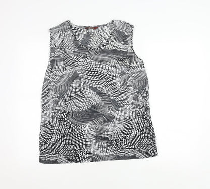 Vantican Women's Black Geometric Blouse, Size 12