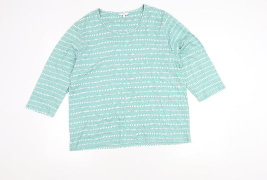 Cotton Traders Women's Green T-Shirt, Size 16, 3/4 Sleeve