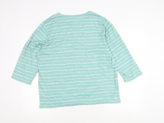 Cotton Traders Women's Green T-Shirt, Size 16, 3/4 Sleeve