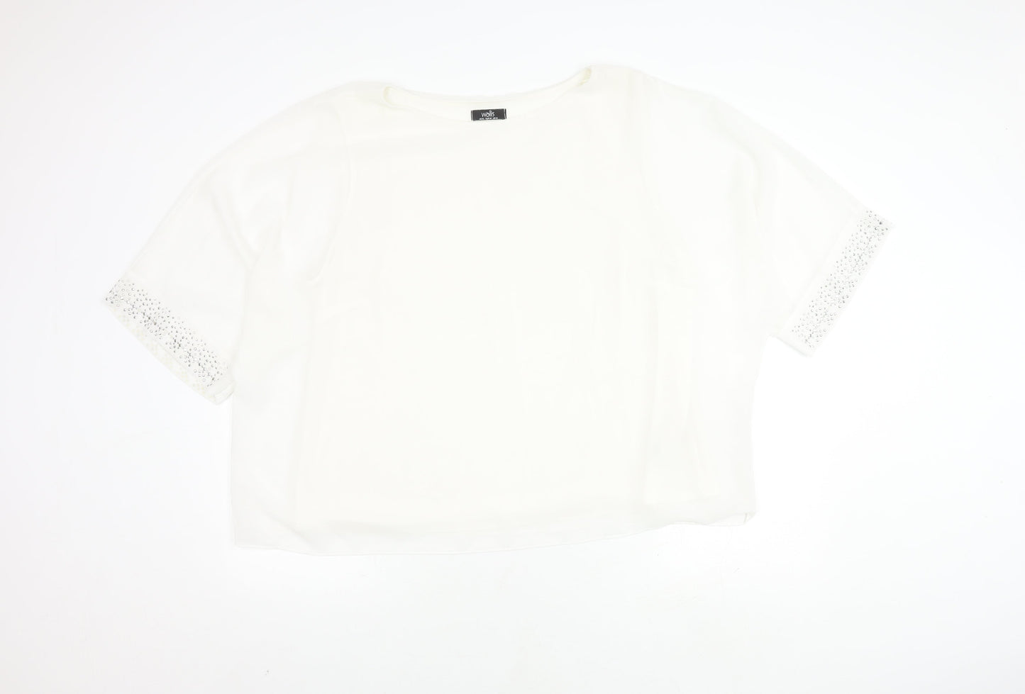 Womens UK Size XL Wallis White Cropped T-Shirt