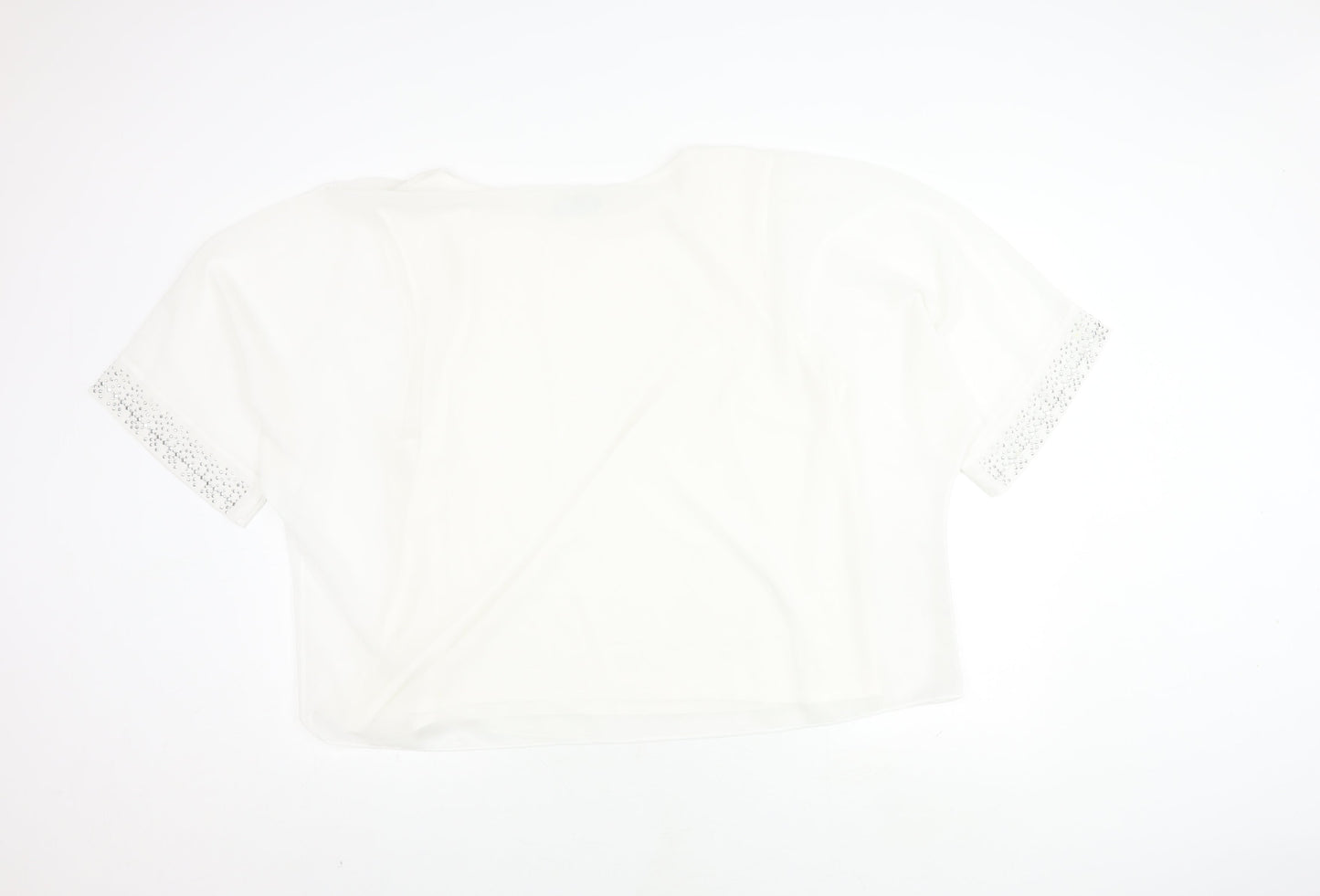 Womens UK Size XL Wallis White Cropped T-Shirt
