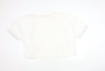 Womens UK Size XL Wallis White Cropped T-Shirt