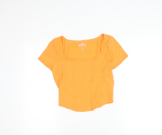 Womens UK Size M Hollister Orange Basic T-Shirt
