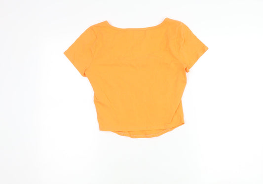 Womens UK Size M Hollister Orange Basic T-Shirt