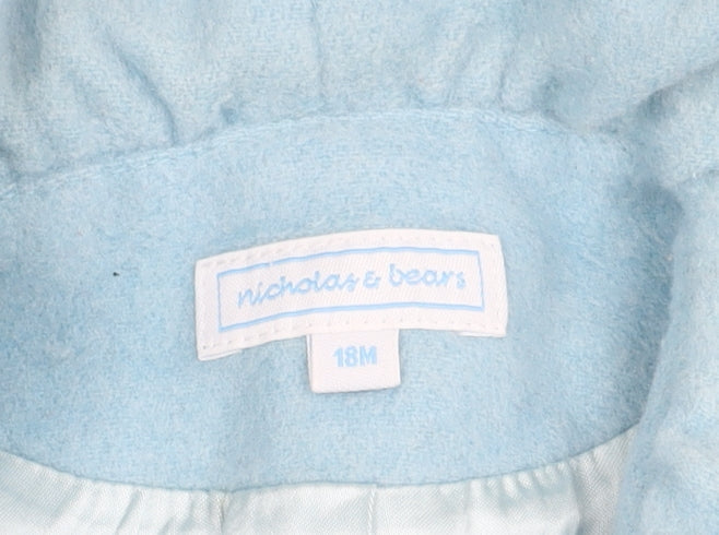 Nicholas & Bears Wool Blue Toddler Coat, 18 Months