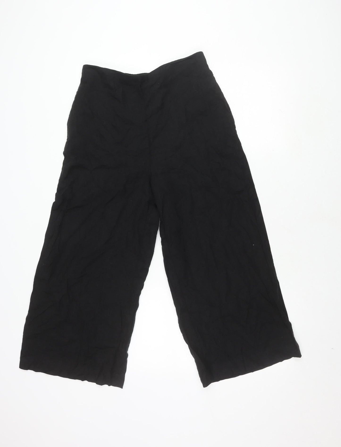 Womens UK Size L MNG Relaxed Fit Cropped Black Trousers