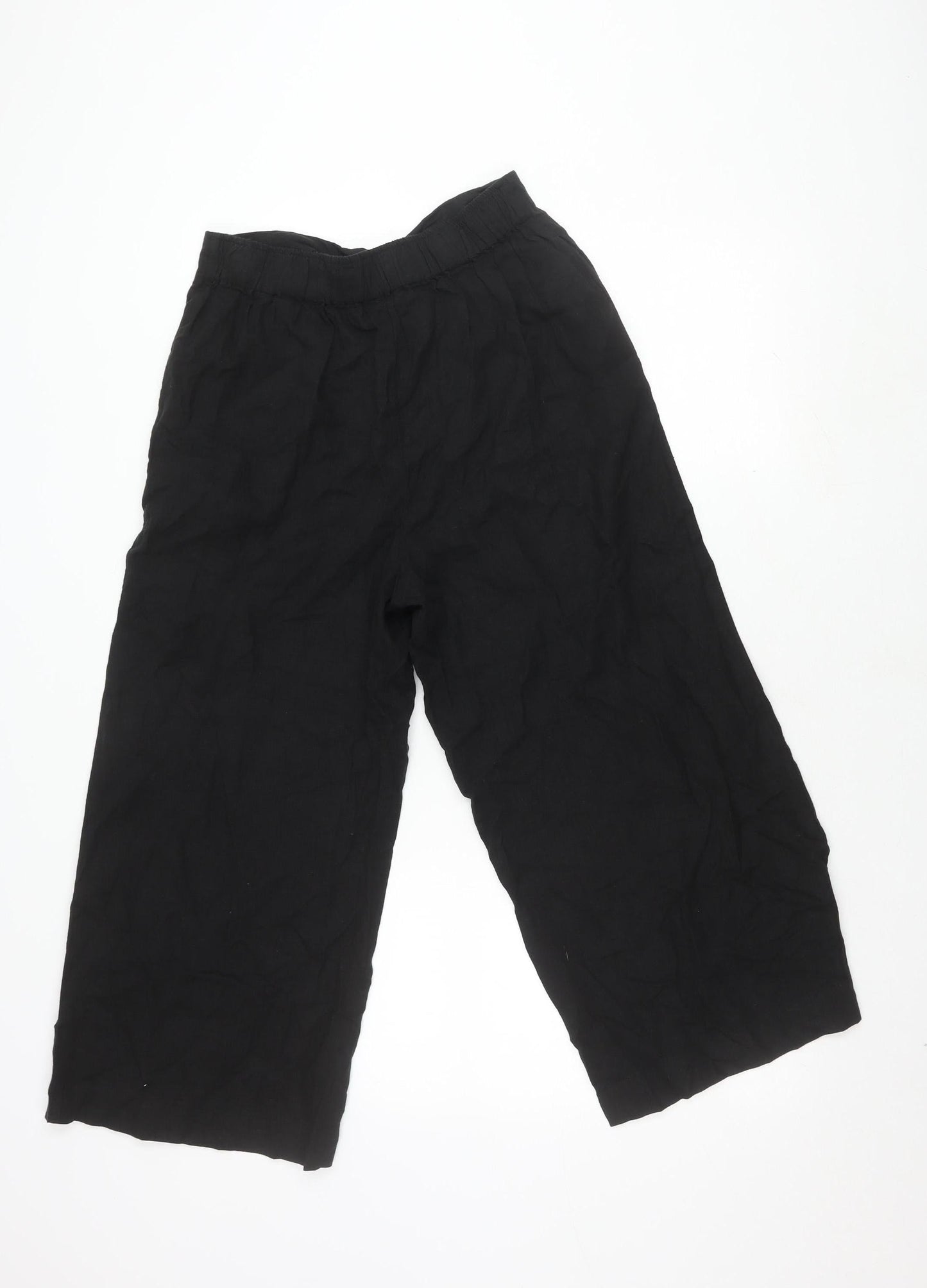Womens UK Size L MNG Relaxed Fit Cropped Black Trousers