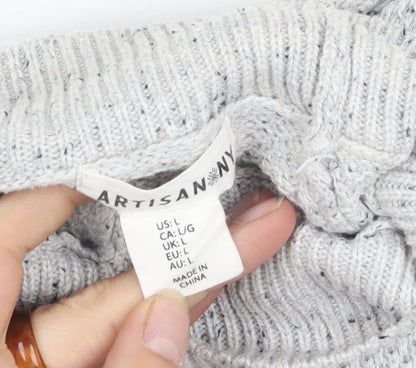 Artisan NY Women's Grey Mock Neck Jumper, Size L