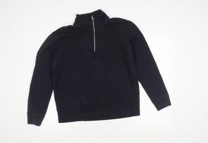 Zara Men's Black L Partial Zip Sweatshirt, High Neck