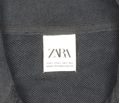 Zara Men's Black L Partial Zip Sweatshirt, High Neck