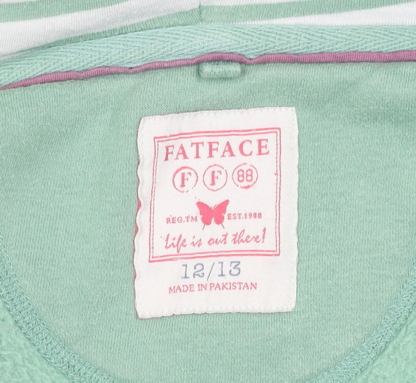 FatFace Girls Green Hooded Jacket, 12-13 Years, Relaxed Fit