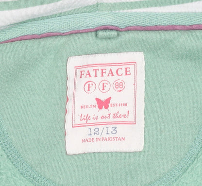 FatFace Girls Green Hooded Jacket, 12-13 Years, Relaxed Fit