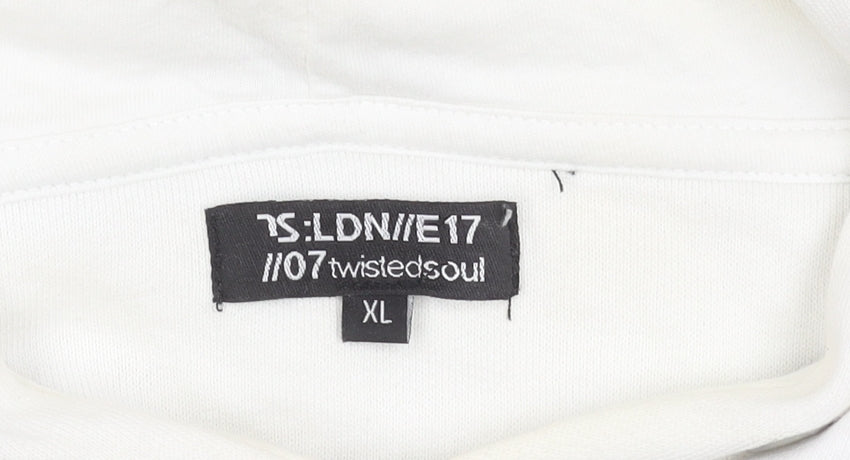 Twisted Soul Men’s XL White Hoodie with Graphic Print