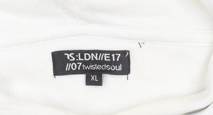 Twisted Soul Men’s XL White Hoodie with Graphic Print