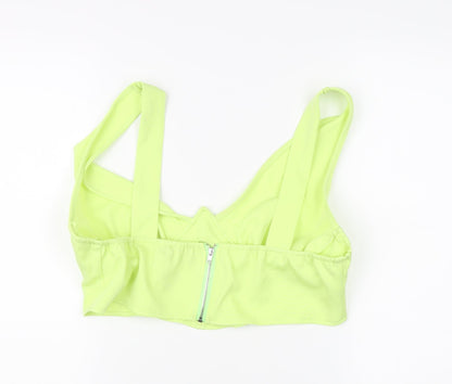 PrettyLittleThing Women’s Green Cropped Top UK 16 V-Neck