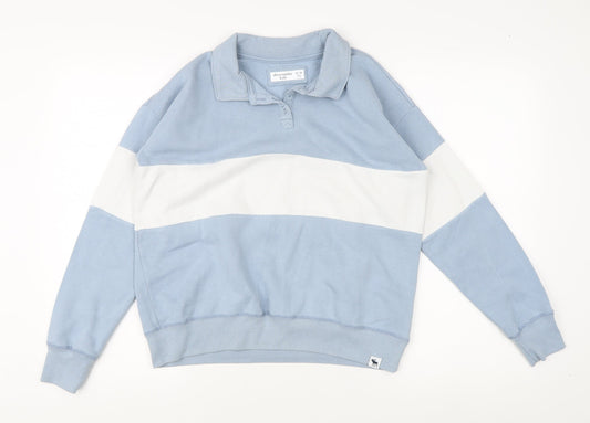 Additional front view of Abercrombie & Fitch Kids boys’ blue & white sweatshirt, size 13-14