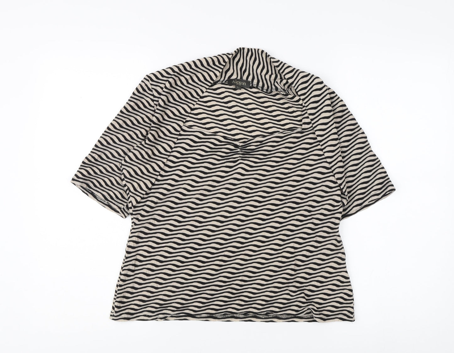 Alexon Women's Black Geometric 3/4 Sleeve Top L