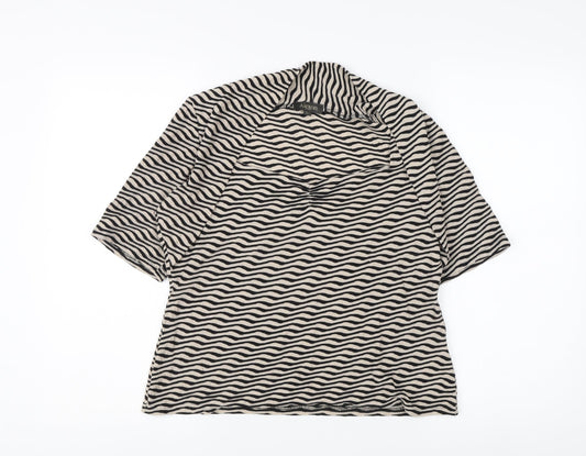 Alexon Women's Black Geometric 3/4 Sleeve Top L